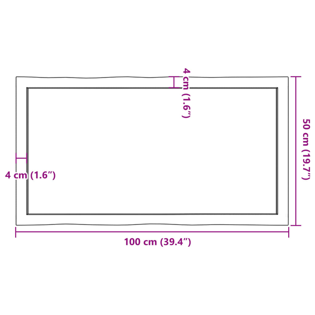 vidaXL テーブルトップ ライトブラウン 100x50x(2-6) cm 加工済み無垢材 ライブエッジ