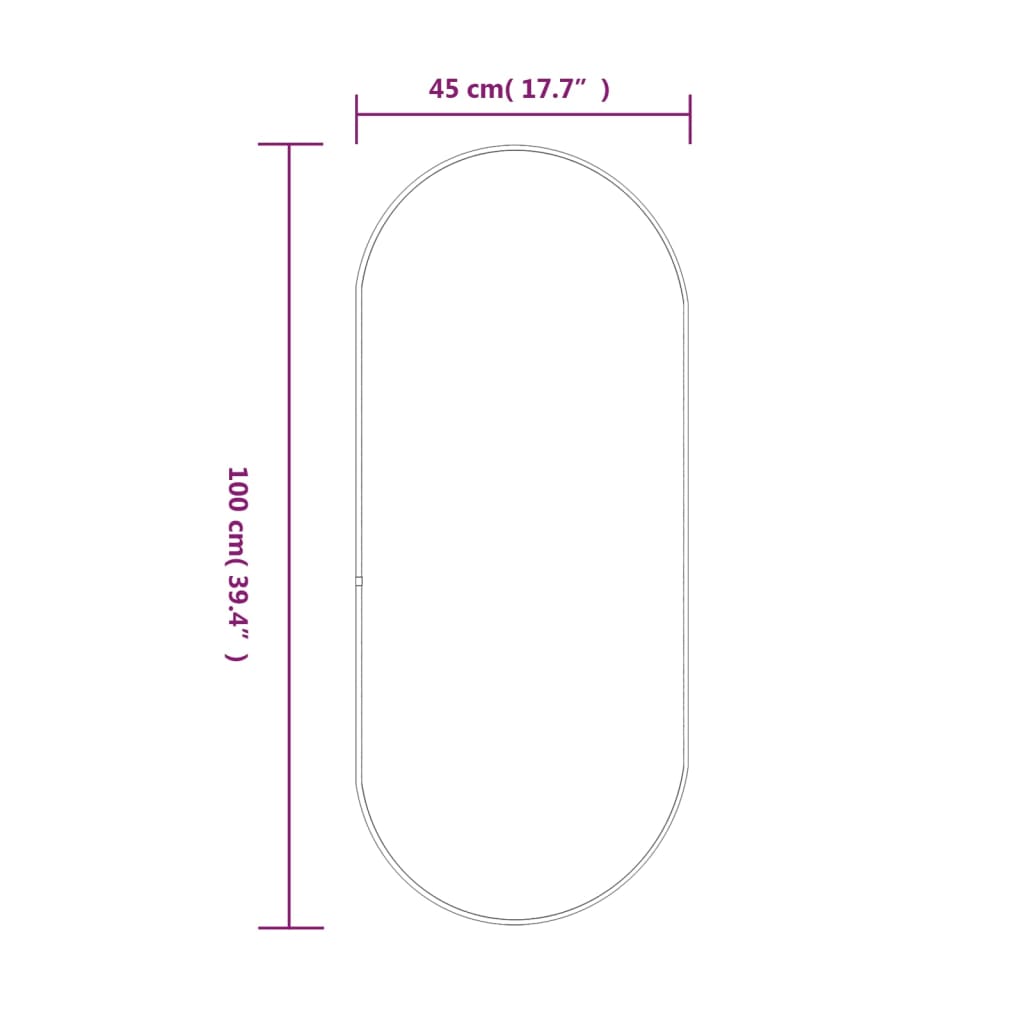 vidaXL 壁取り付け式ミラー ブラック 100x45 cm オーバル