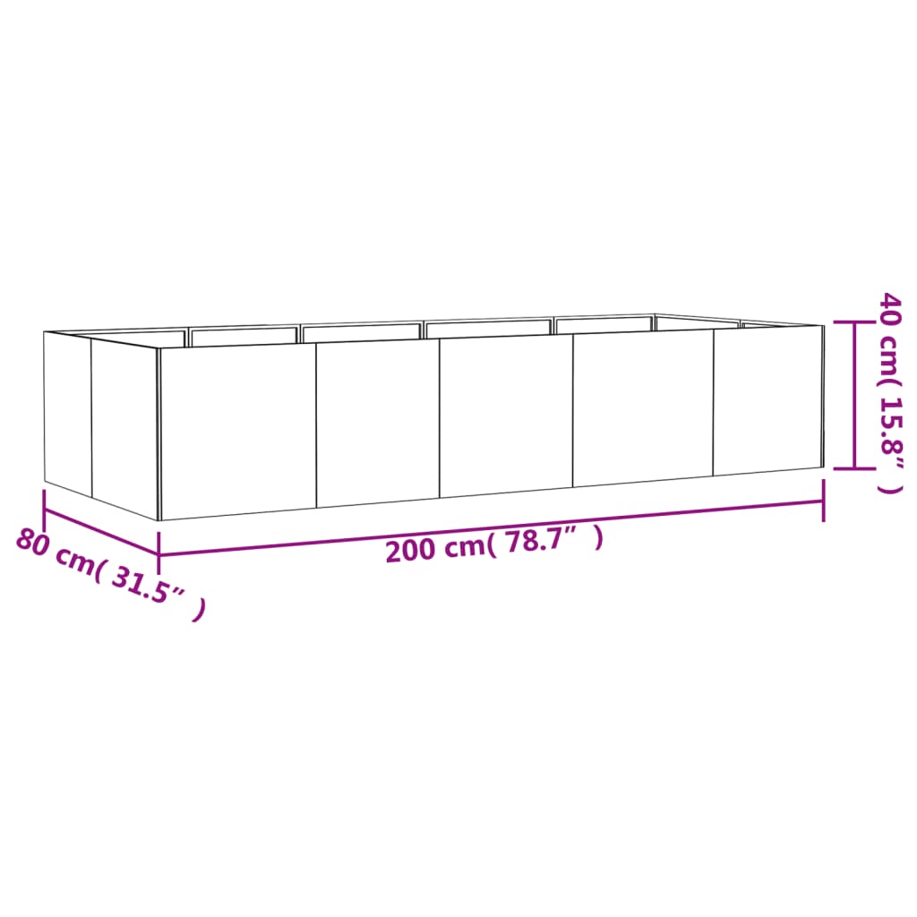 vidaXL ガーデンレイズドベッド 200x80x40 cm コルテン鋼