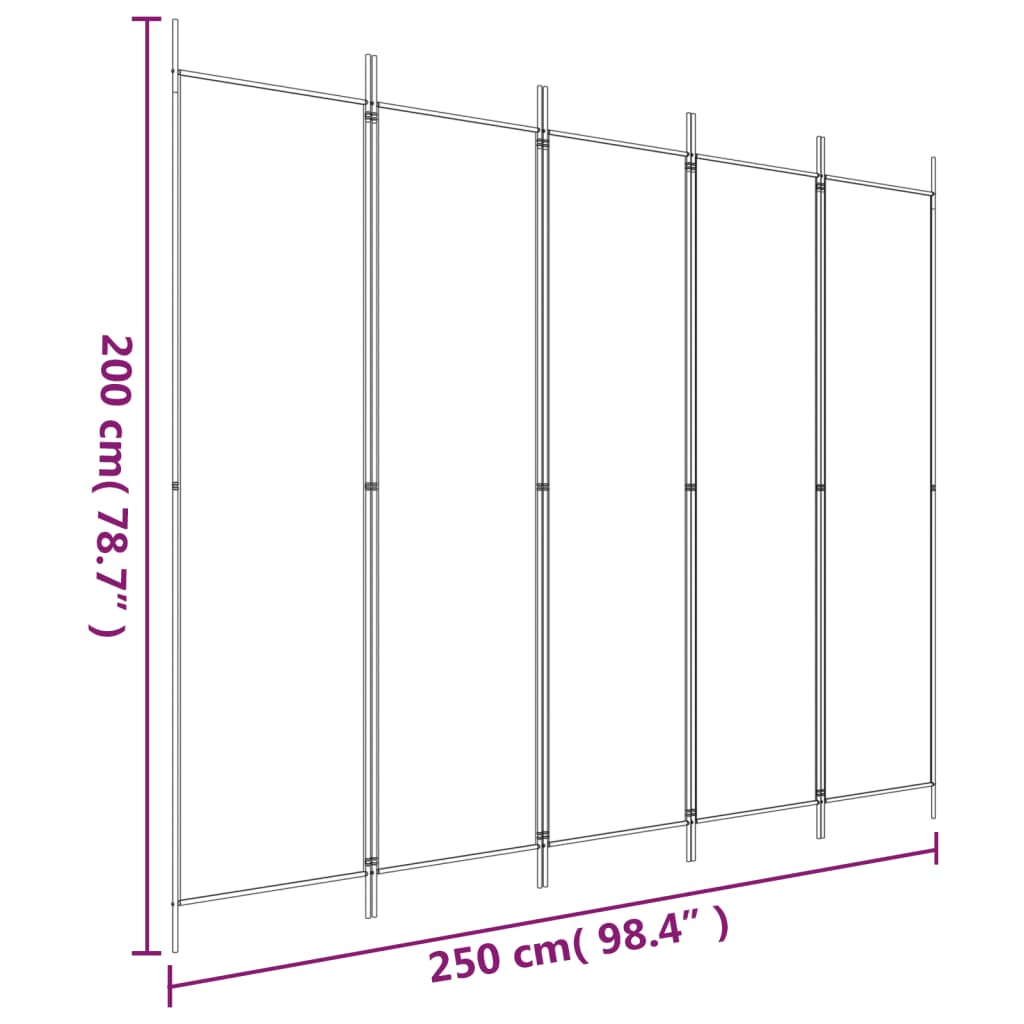 vidaXL 4枚パネル 間仕切り ホワイト 250x200cm 布製