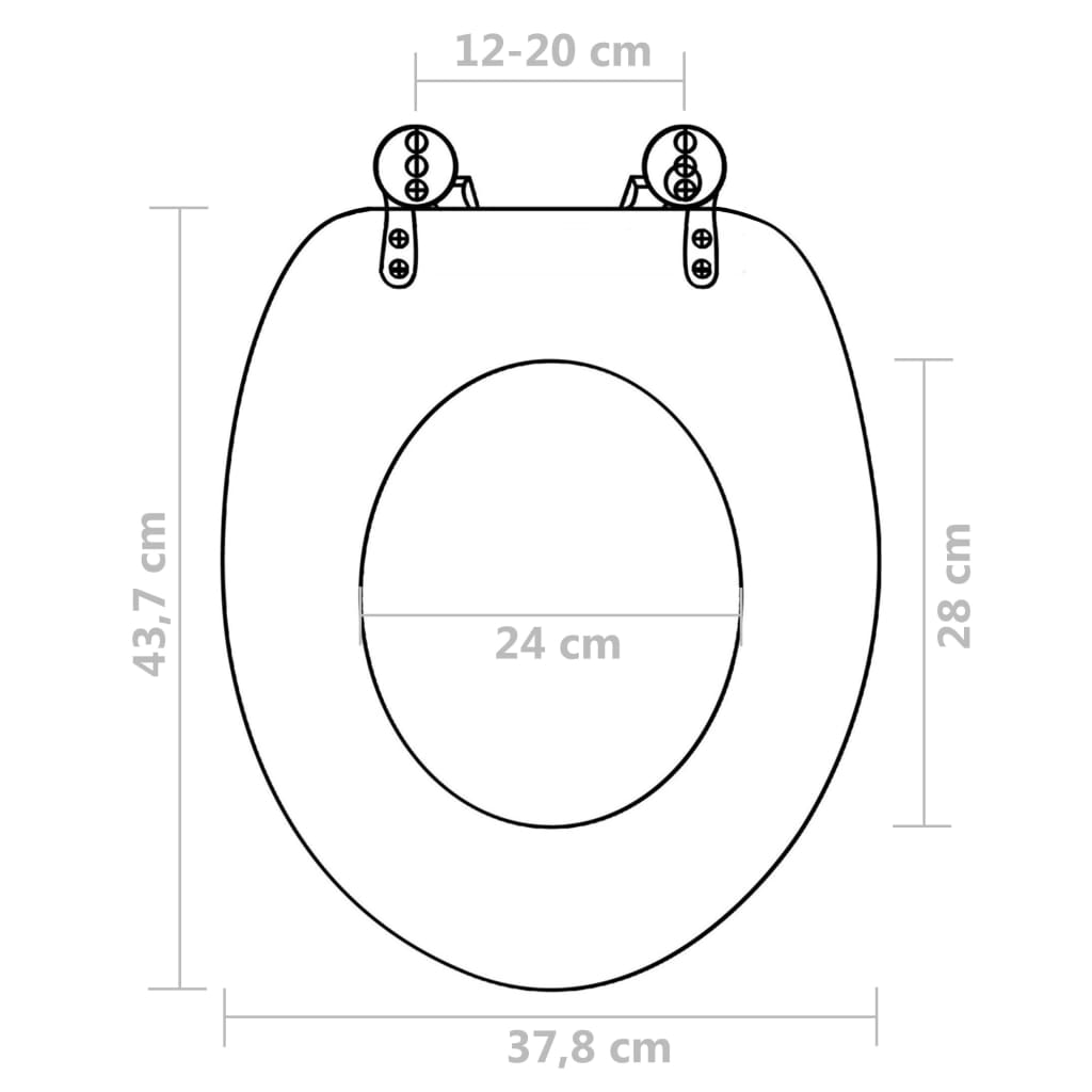 vidaXL MDF製ふた付き便座 磁器デザイン