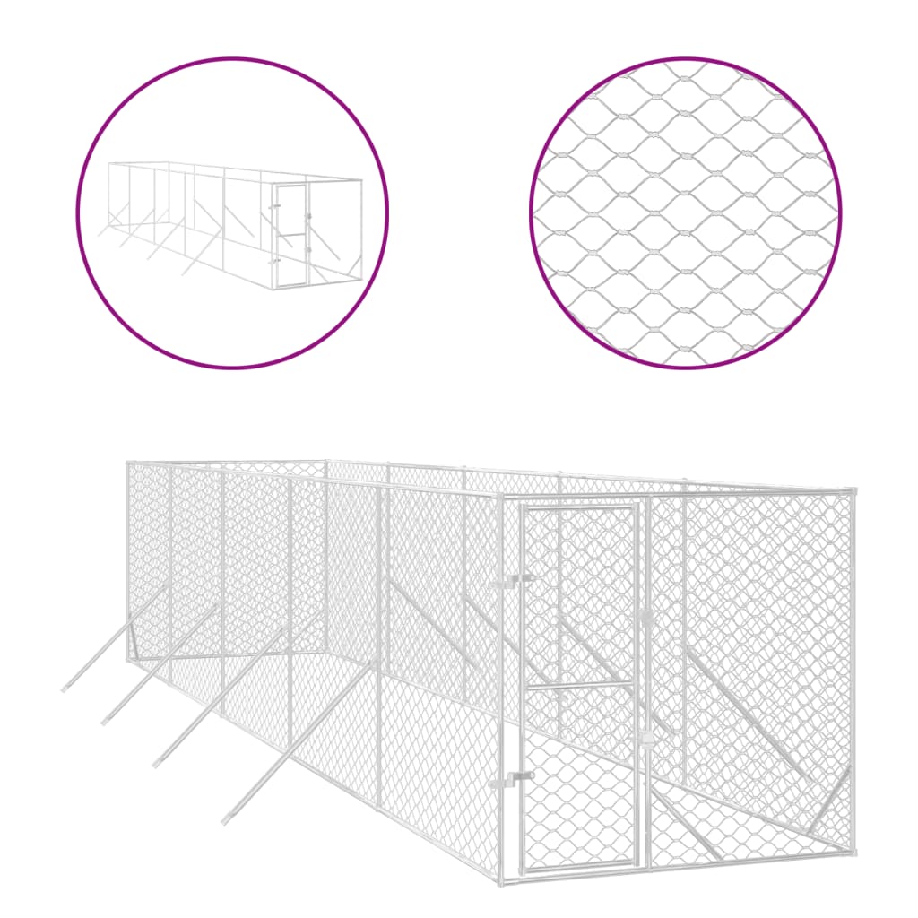 vidaXL 屋外用犬小屋 シルバー 2x10x2m 亜鉛メッキ鋼製