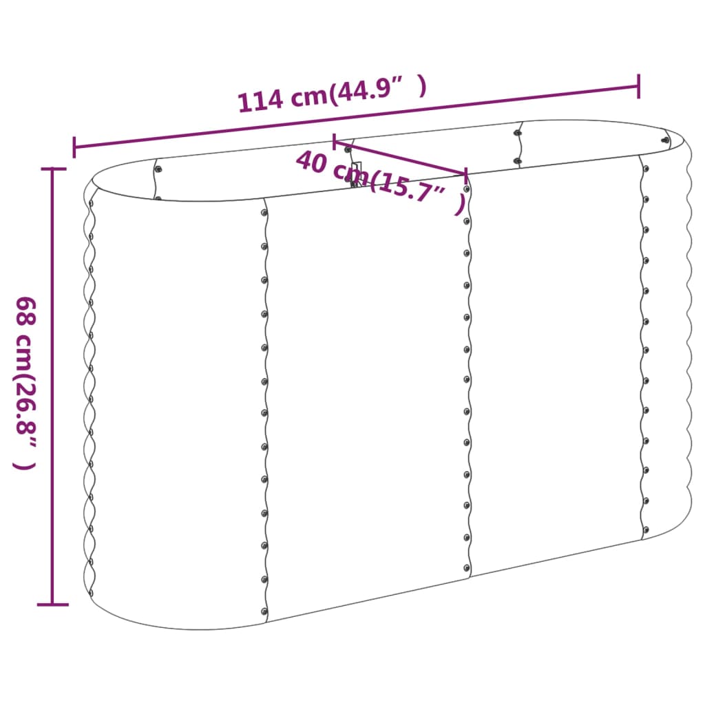 vidaXL ガーデンプランター 粉体塗装スチール 114x40x68 cm グリーン