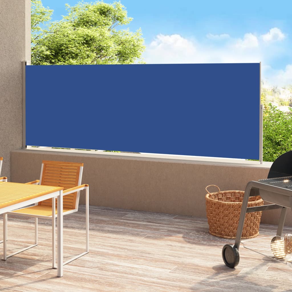 vidaXL パティオ用 格納式サイドオーニング 220x500 cm ブルー