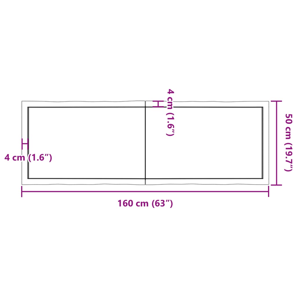 vidaXL テーブルトップ ライトブラウン 160x50x(2-4) cm 加工済み無垢材 ライブエッジ