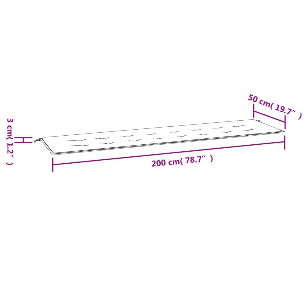 vidaXL ガーデンベンチクッション ブライトグリーン 200x50x3cm オックスフォードファブリック