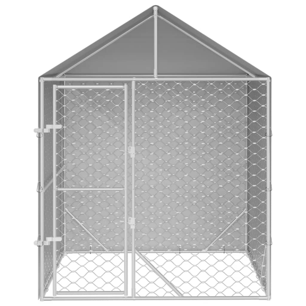 vidaXL 屋外犬小屋 屋根付き シルバー 2x2x2.5 m 亜鉛メッキ鋼製