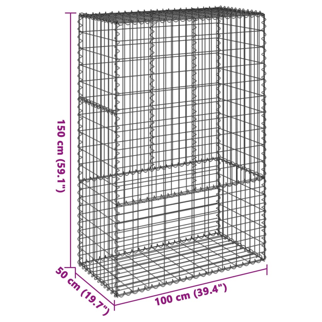 vidaXL 蛇籠バスケット カバー付き 100x50x150cm 亜鉛メッキ鉄