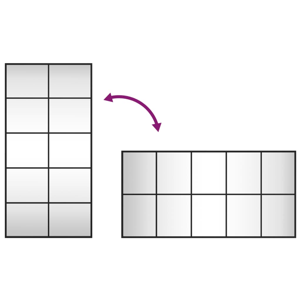 vidaXL ウォールミラー ブラック 50x100 cm 長方形 鉄製