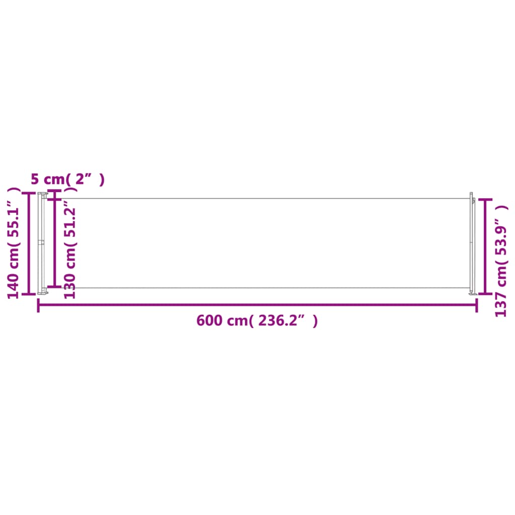 vidaXL パティオ用 格納式サイドオーニング 140x600cm ブルー