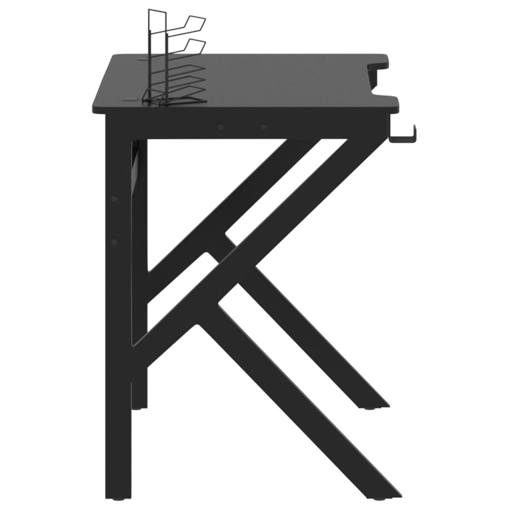 vidaXL ゲーミングデスク K字型脚 ブラック 90x60x75 cm