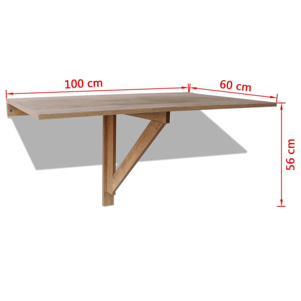 vidaXL 折りたたみ式 ウォールテーブル オーク 100x60cm