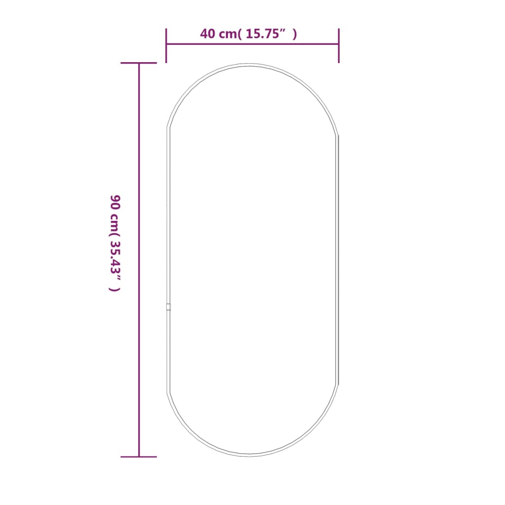 vidaXL 壁取り付け式ミラー ブラック 90x40 cm オーバル