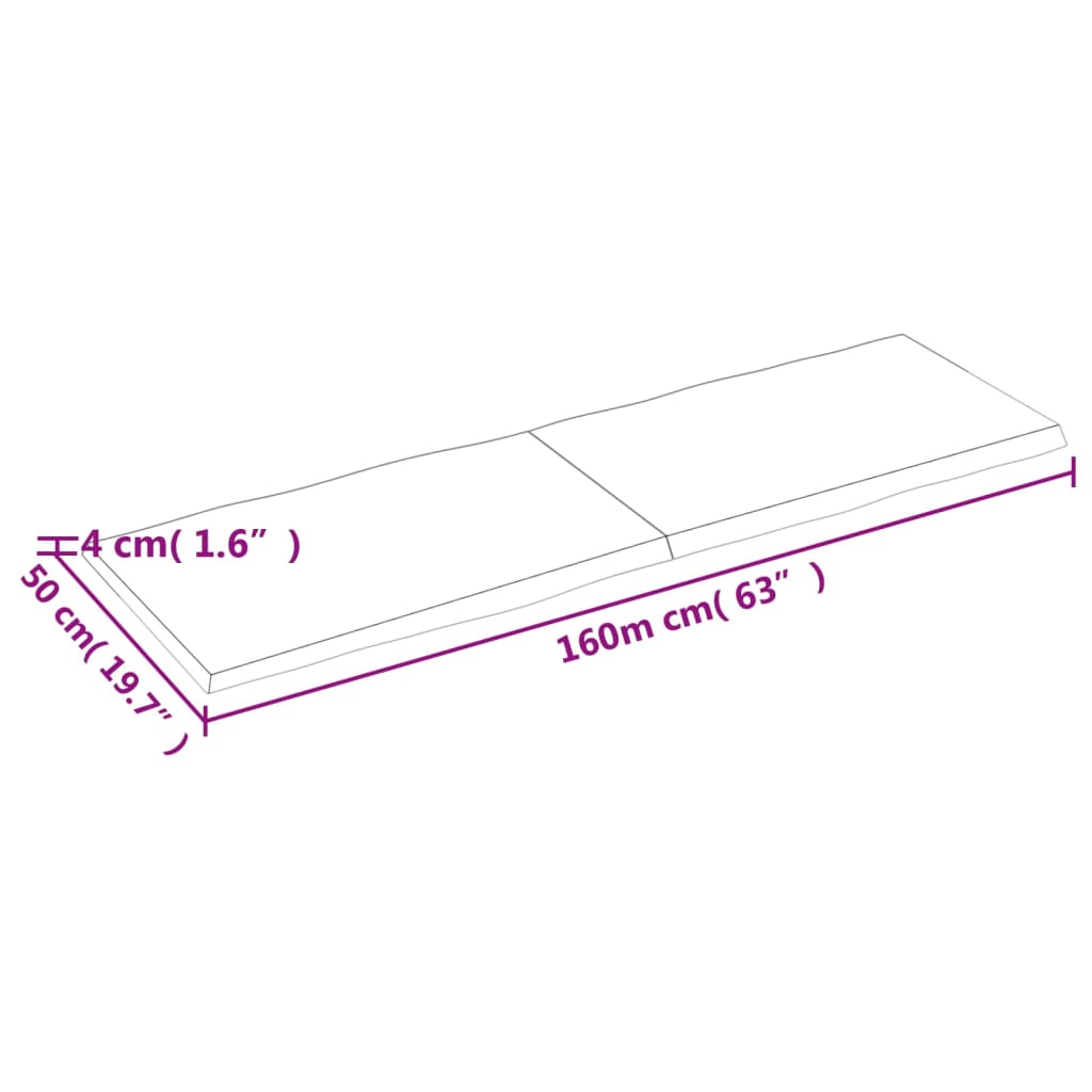 vidaXL テーブルトップ ライトブラウン 160x50x(2-4) cm 加工済み無垢材 ライブエッジ