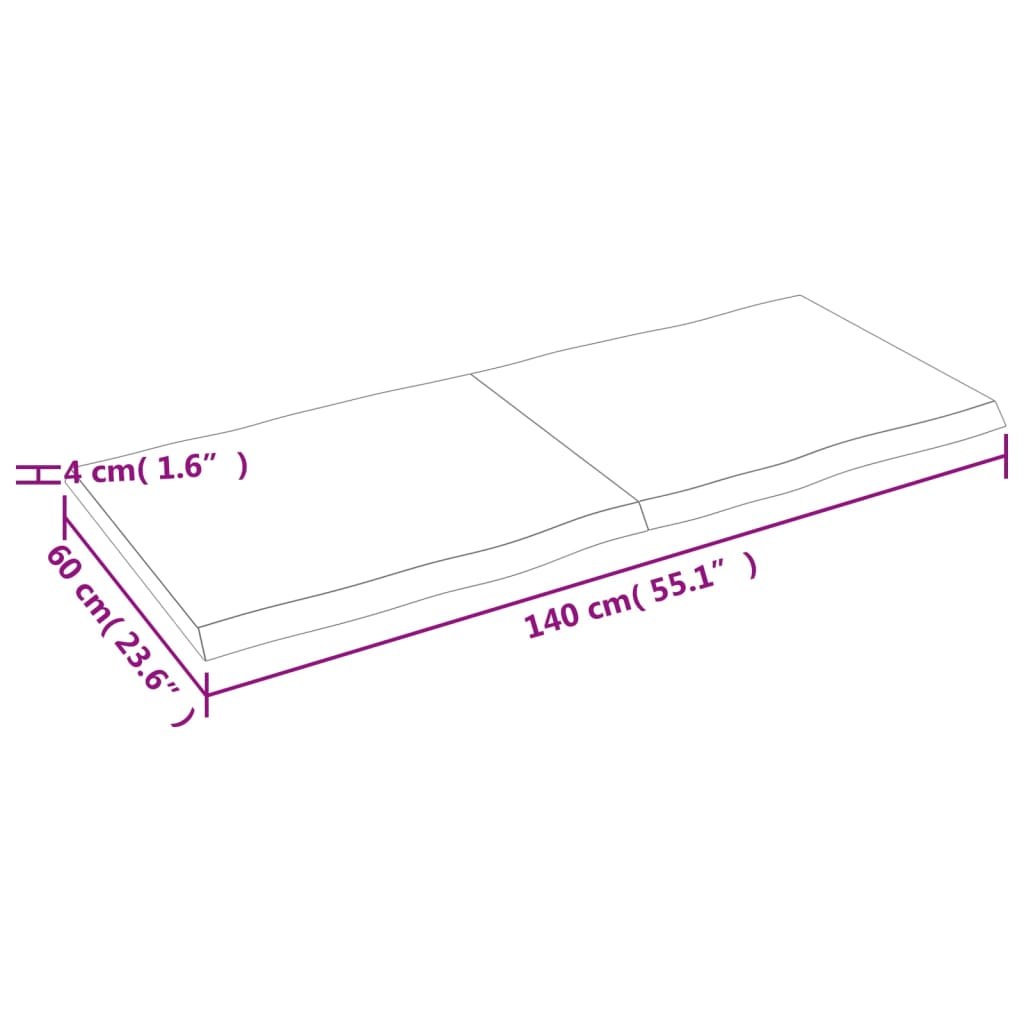 vidaXL テーブルトップ ライトブラウン 140x60x(2-4) cm 加工済み無垢材 ライブエッジ