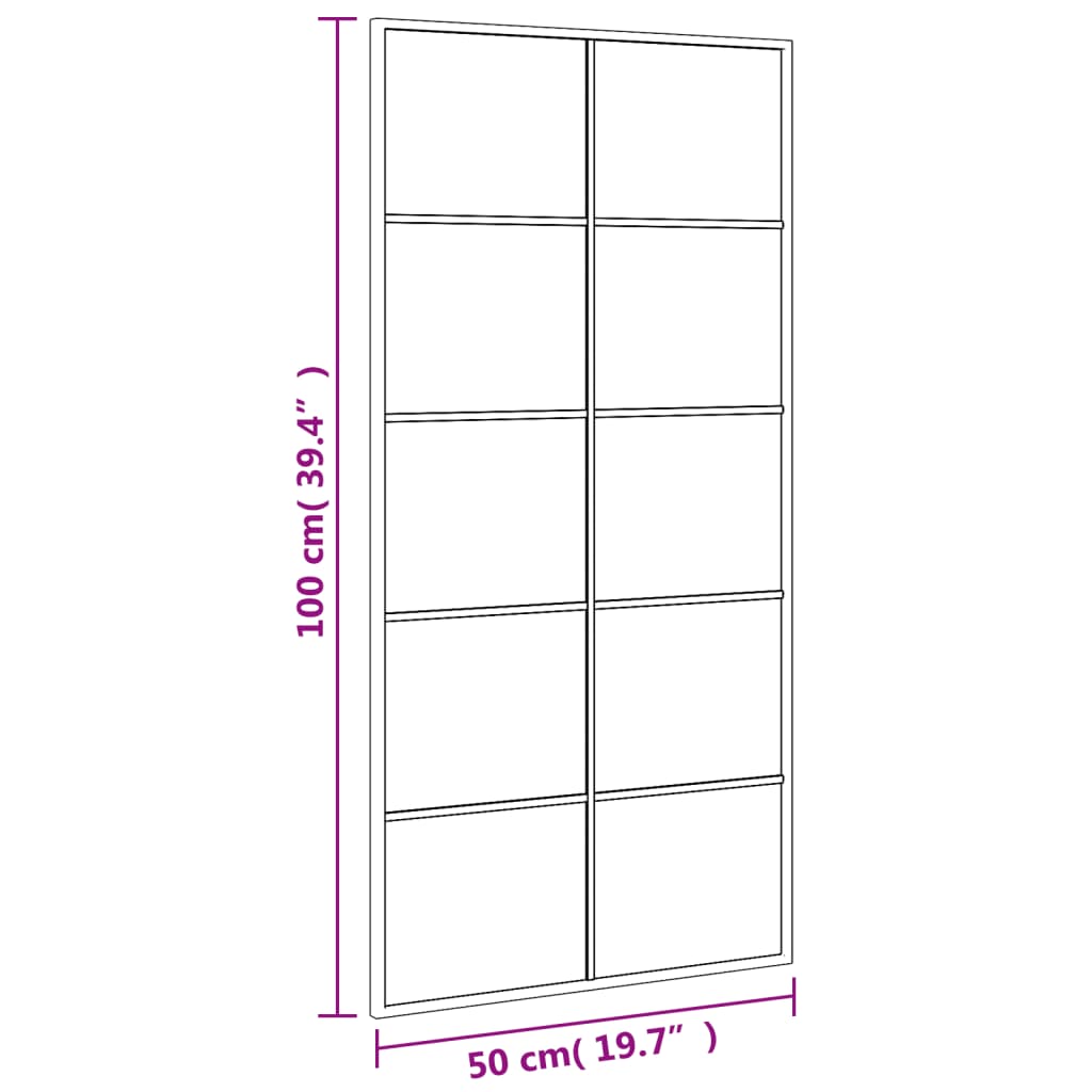 vidaXL ウォールミラー ブラック 50x100 cm 長方形 鉄製