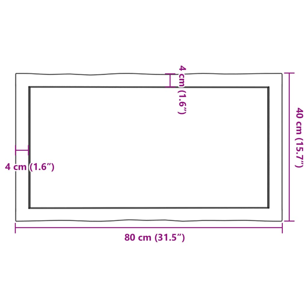 vidaXL テーブルトップ ライトブラウン 80x40x(2-4) cm 加工済み無垢材 ライブエッジ