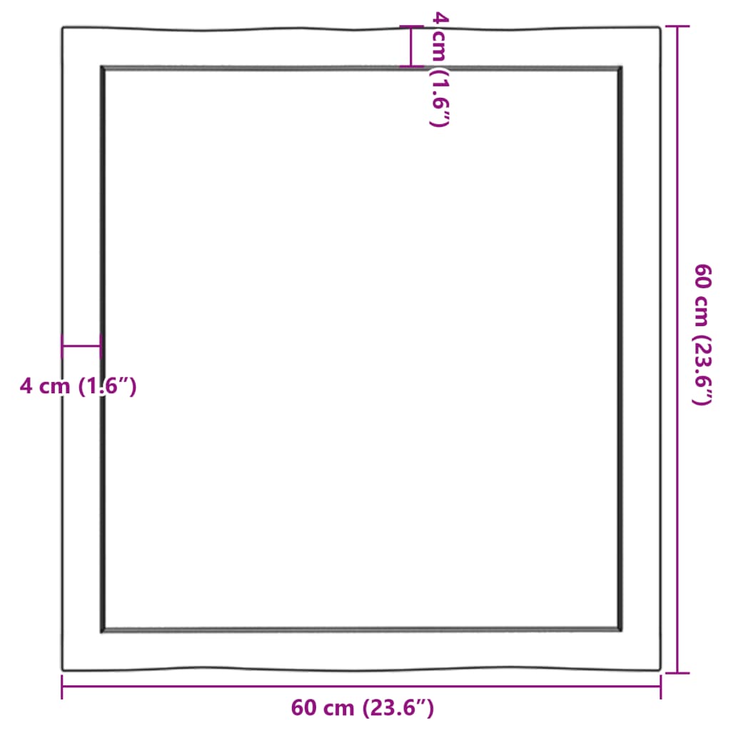 vidaXL テーブルトップ ライトブラウン 60x60x(2-4) cm 加工済み無垢材 ライブエッジ