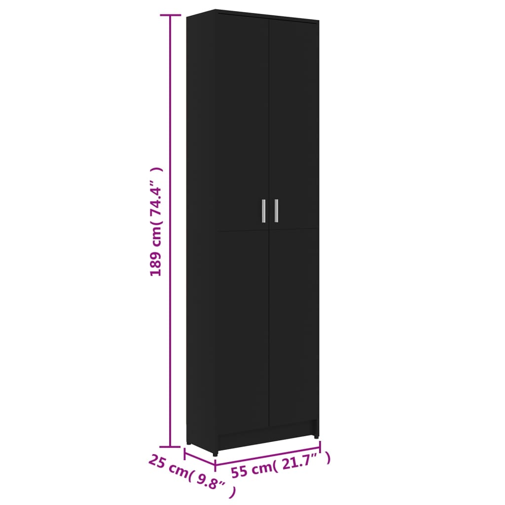 vidaXL 玄関用ワードローブ ブラック 55x25x189cm エンジニアリングウッド