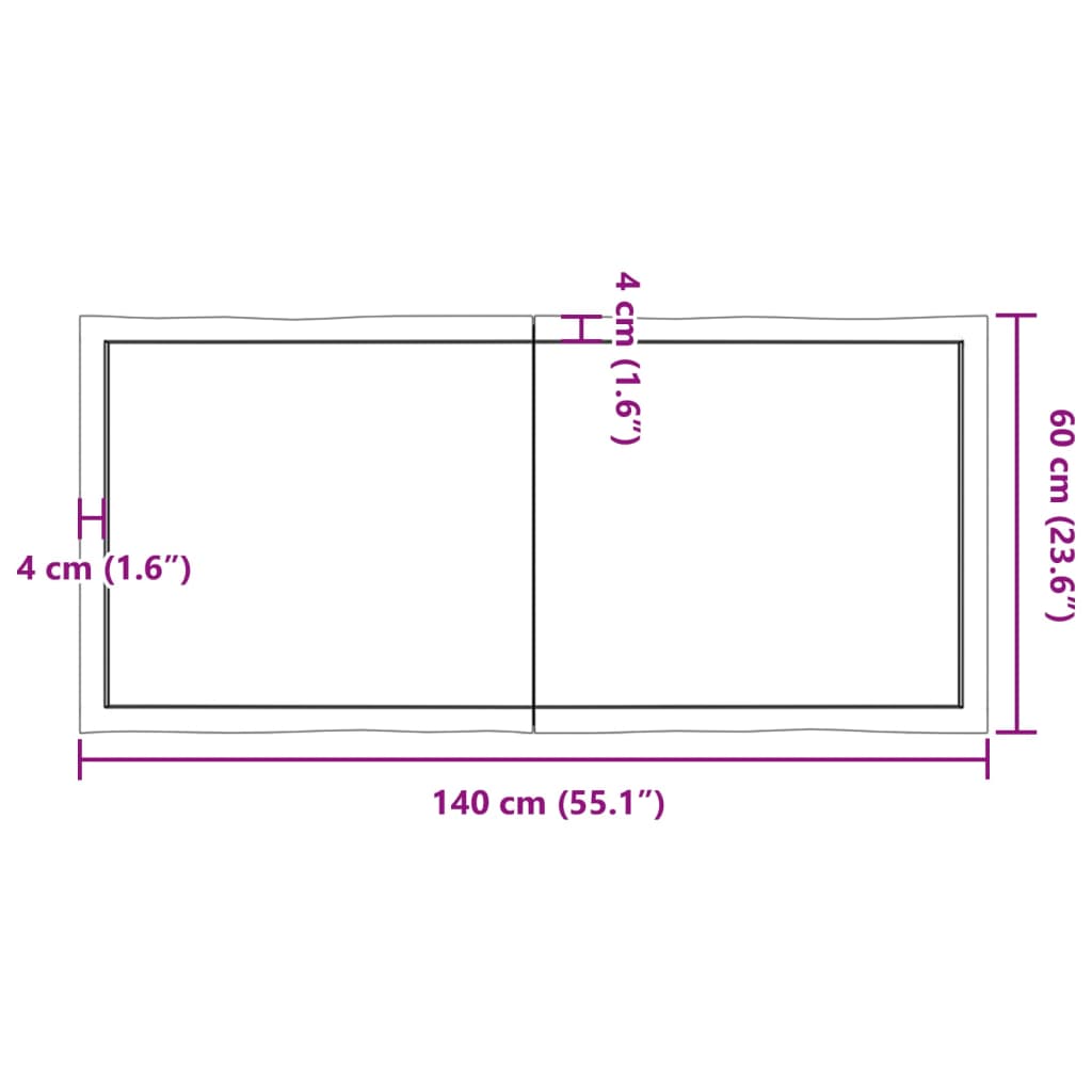 vidaXL テーブルトップ ライトブラウン 140x60x(2-4) cm 加工済み無垢材 ライブエッジ