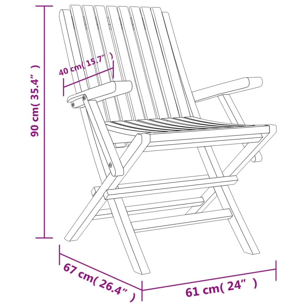 vidaXL 折りたたみガーデンチェア 4点 61x67x90 cm チーク無垢材