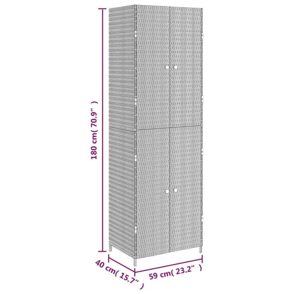 vidaXL ガーデン収納キャビネット ブラック 59x40x180 cm ポリラタン製